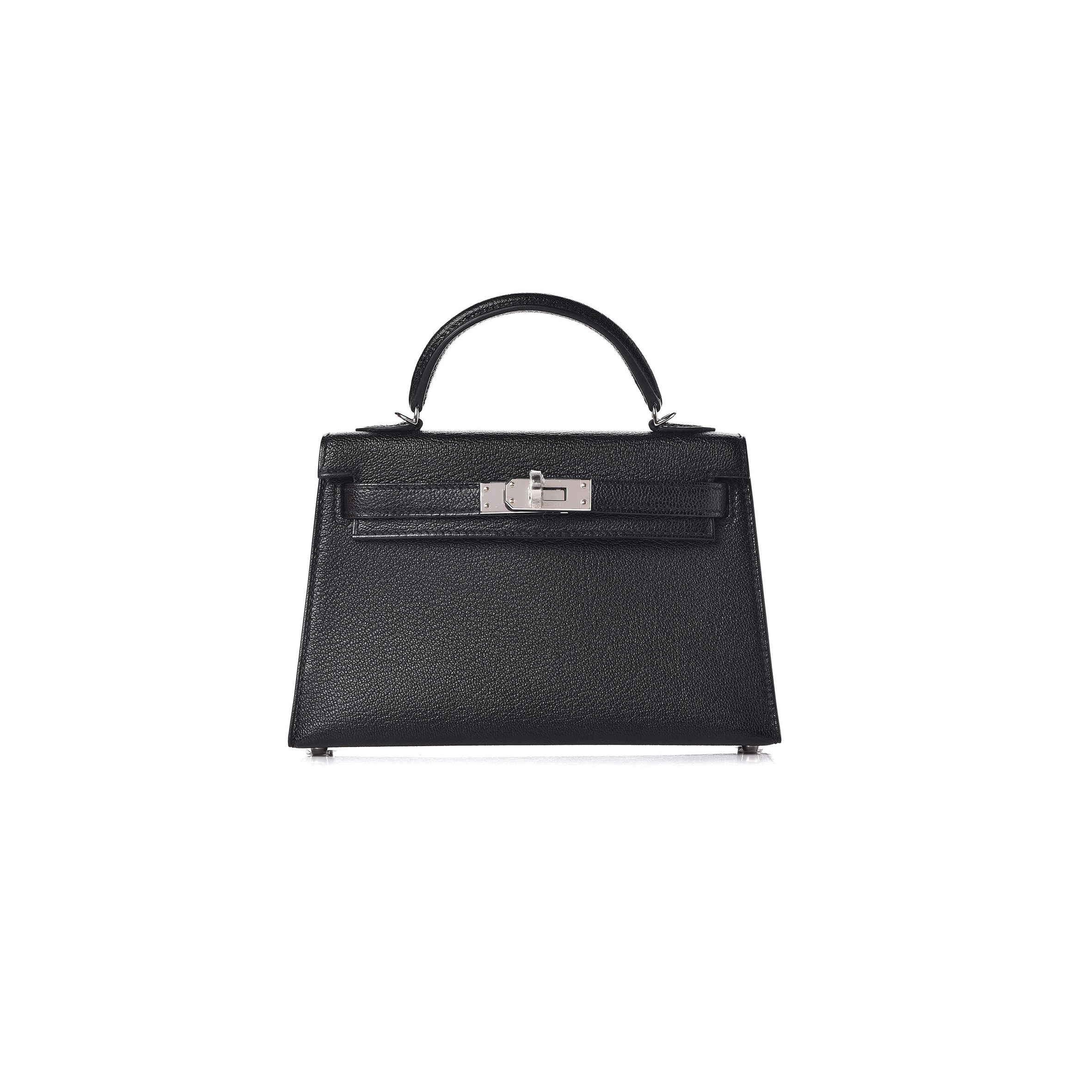 HERMÈS MASTER CHEVRE MYSORE MINI KELLY II SELLIER 20 BLACK (19*12*5.5cm) 